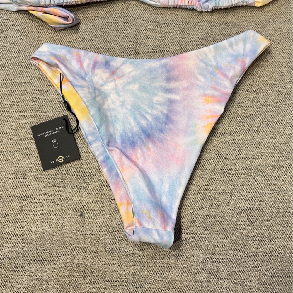 Skatie Pastel Tie-Dye Bikini Bottom - Blue Pink Yellow
